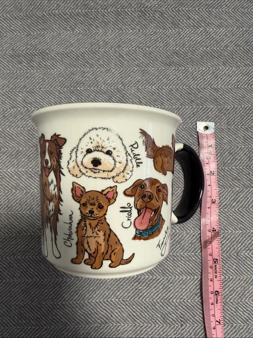 New! Corona Ceramic Dog Portrait Mug in Cream with Brown Accents